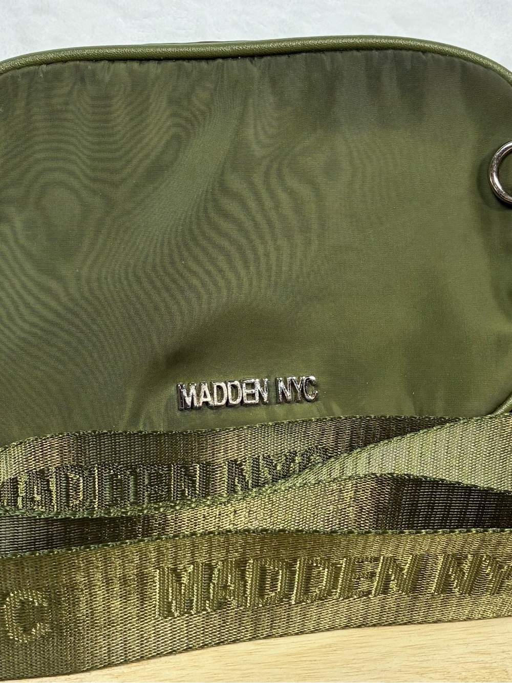 Madden NYC Olive Green Nylon Crossbody Bag With Detachable Coin Pouch